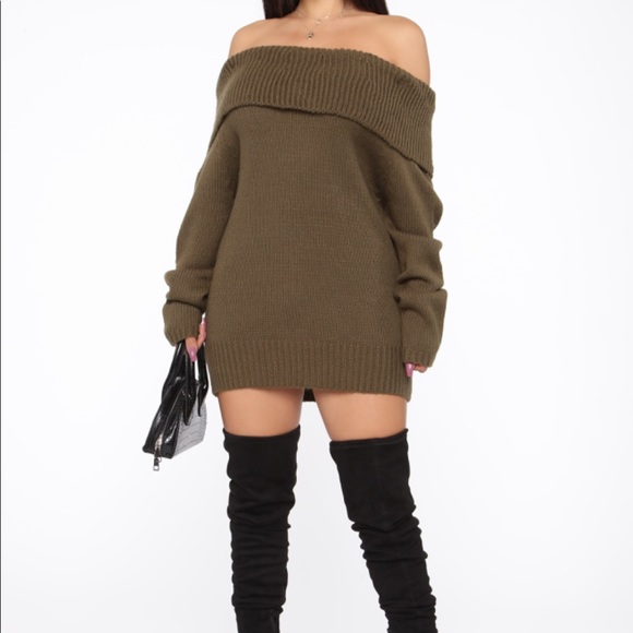 ✨NEW LIST✨Off the Shoulder Sweater Dress Stretchy - Picture 5 of 5